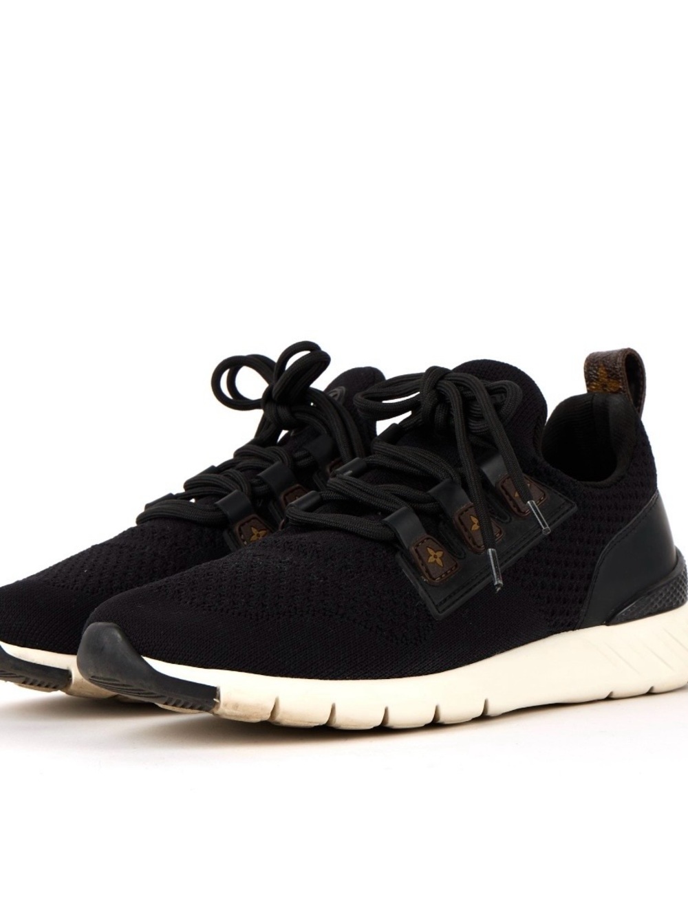 Louis Vuitton Black Knit Women's Athletic Sneakers with White Sole